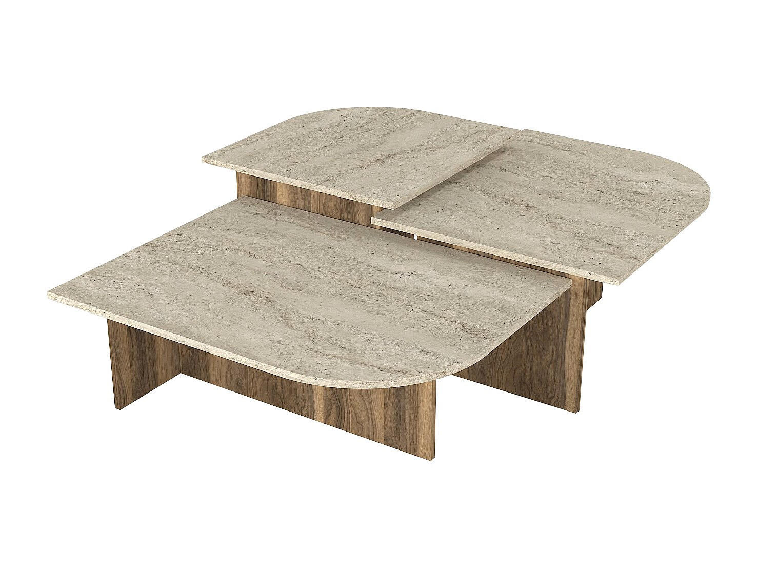 COUCHTISCH Set - 65 cm, 80 cm, 95 cmcm x 59.6 cm, 65 cm, 70 cmcm - Holz, Platte - Beige - OMELINA - Beige, Holz (59.6/65/44.6cm) - Vente-Unique