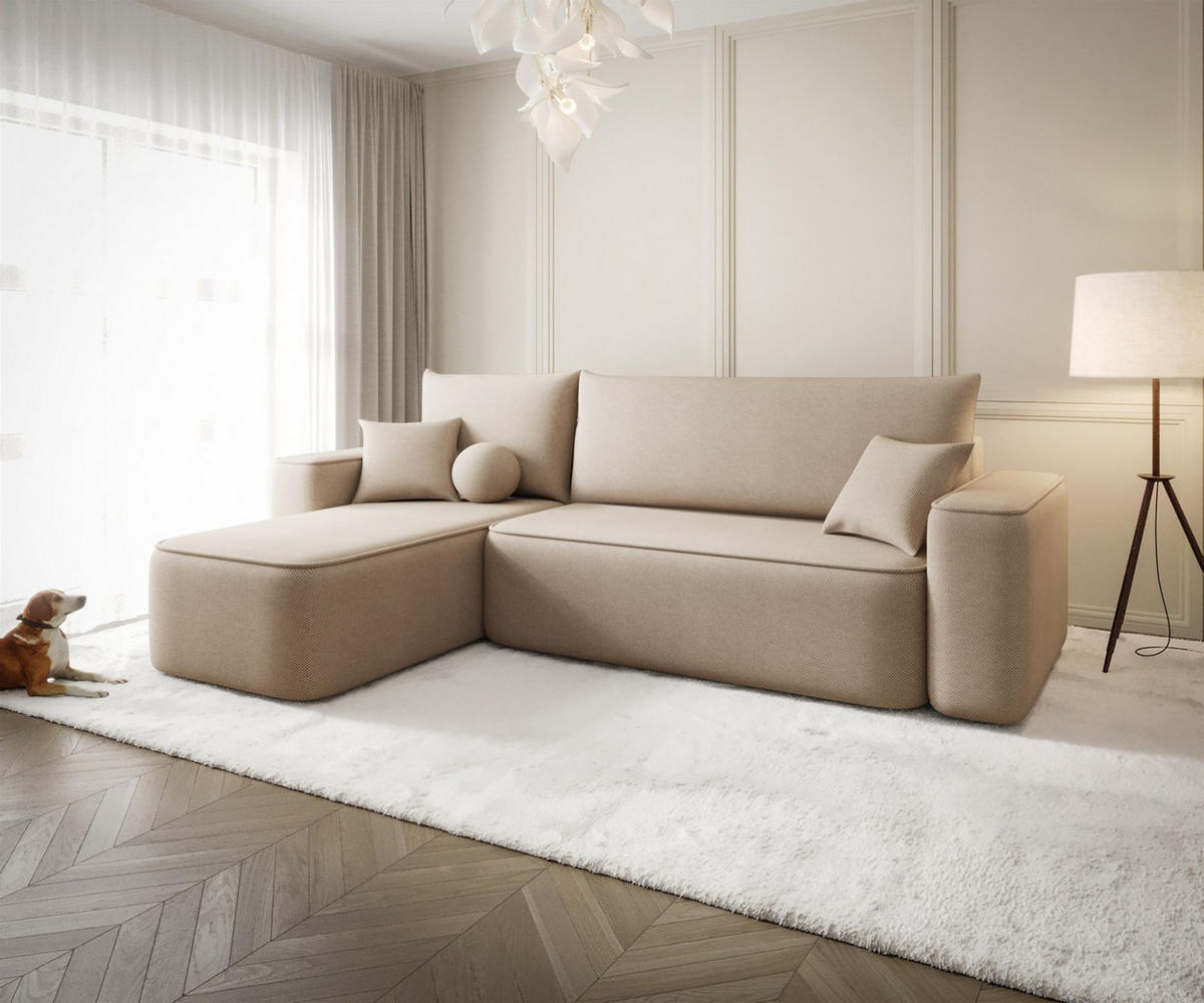 ECKSOFA Agepo In Curio - Hellbraun, Holzwerkstoff/Textil (250/150cm) - Fun Möbel