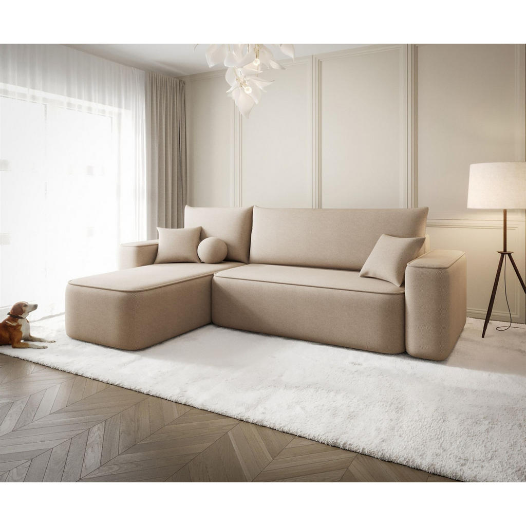 Thumbnail - Fun Möbel Ecksofa, Hellbraun, Textil, Ottomane links, 250x150 cm, Wohnzimmer, Sofas & Couches, Wohnlandschaften, Ecksofa...