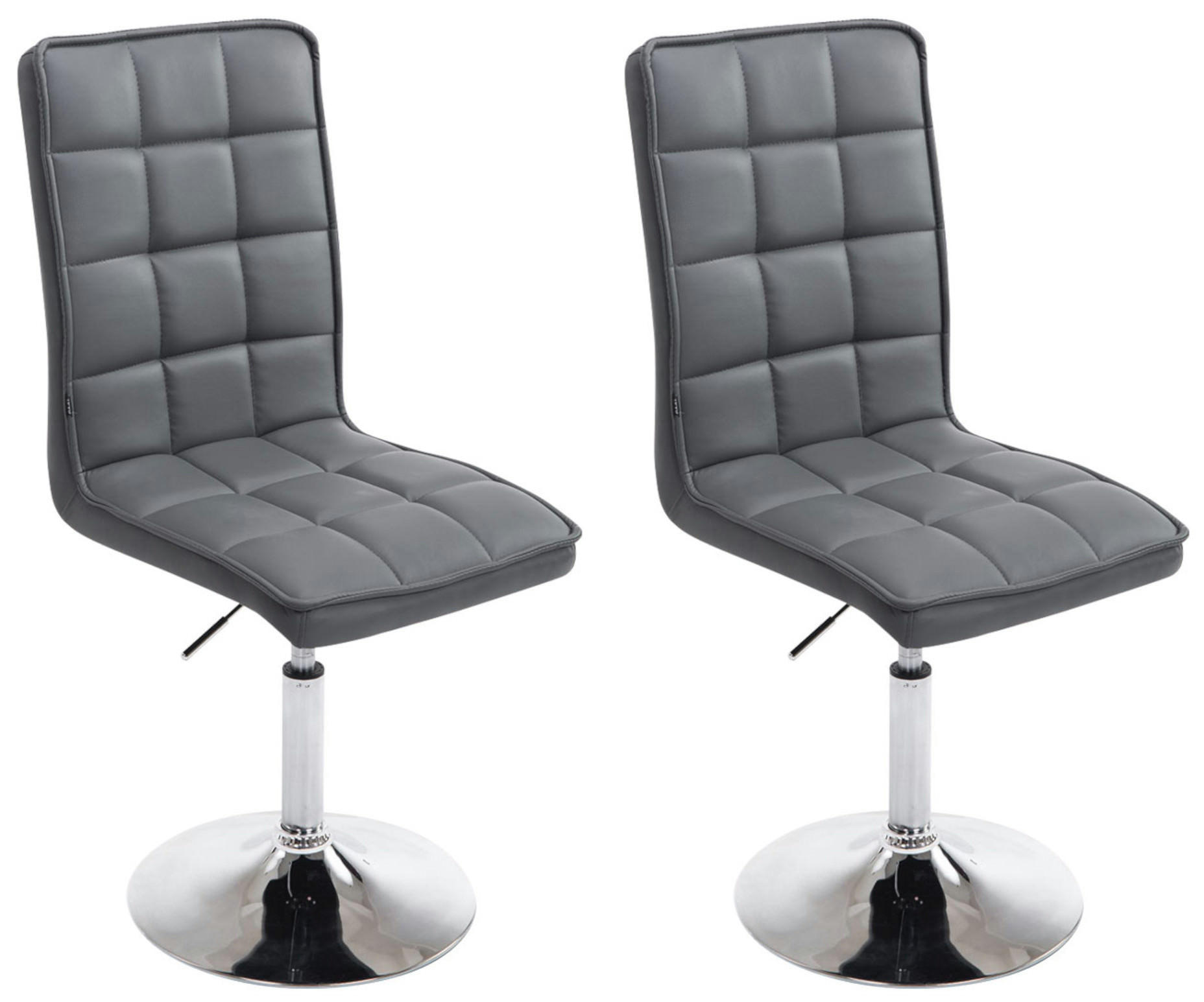 DREHSTUHL 2er Set Lederlook grau - Chromfarben/Grau, Textil/Metall (43/90/59cm) - CLP