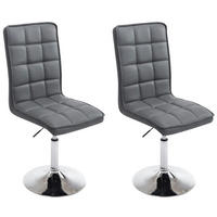 DREHSTUHL 2er Set Lederlook grau - Chromfarben/Grau, Textil/Metall (43/90/59cm) - CLP