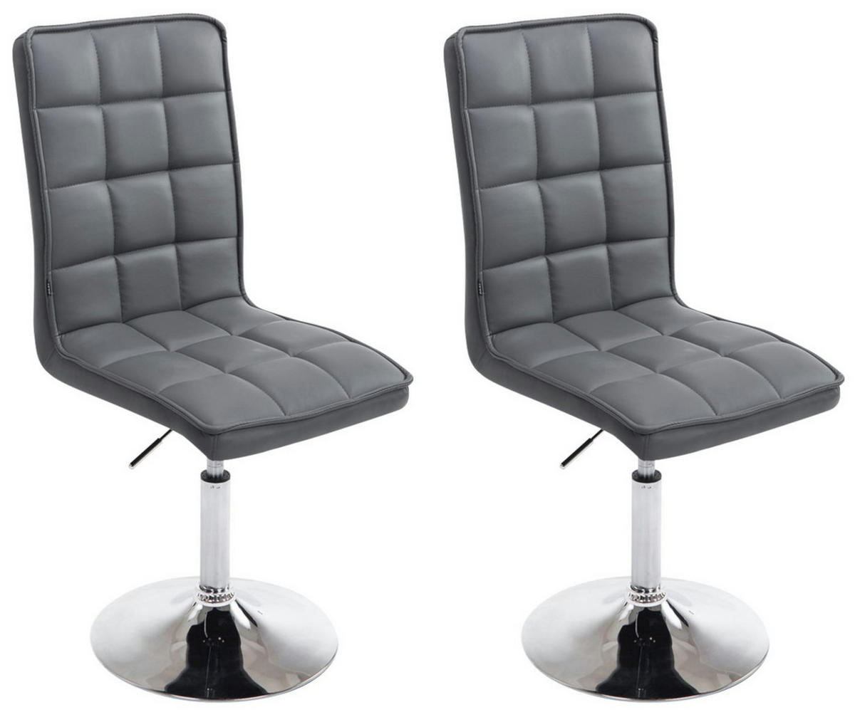 DREHSTUHL 2er Set Lederlook grau - Chromfarben/Grau, Textil/Metall (43/90/59cm) - CLP