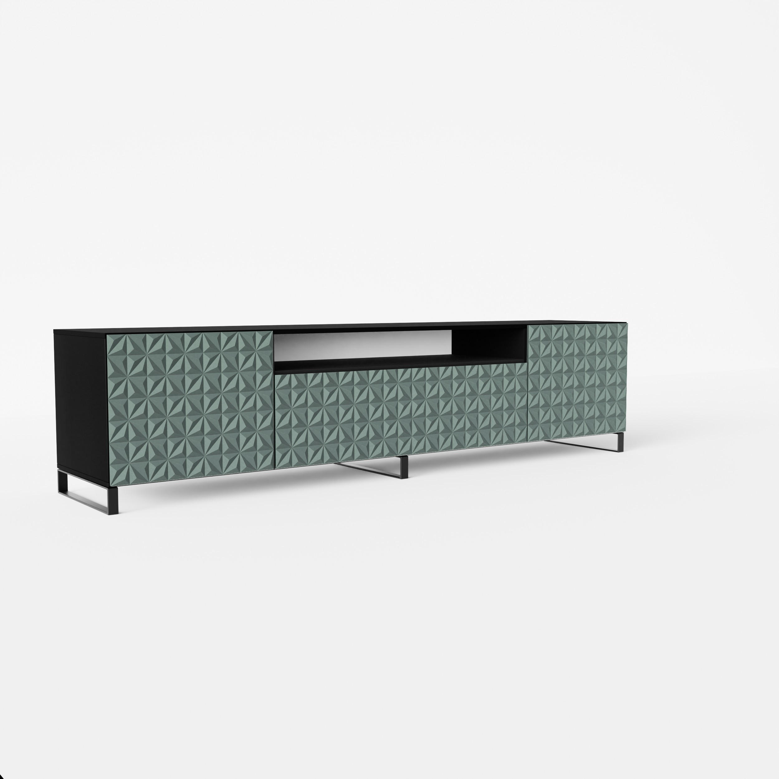 LOWBOARD ROVA 200/41/40 cm, Stand-TV-Schrank Schwarz / Grün - Schwarz/Grün, Holzwerkstoff (200/41/40cm) - MASSENO