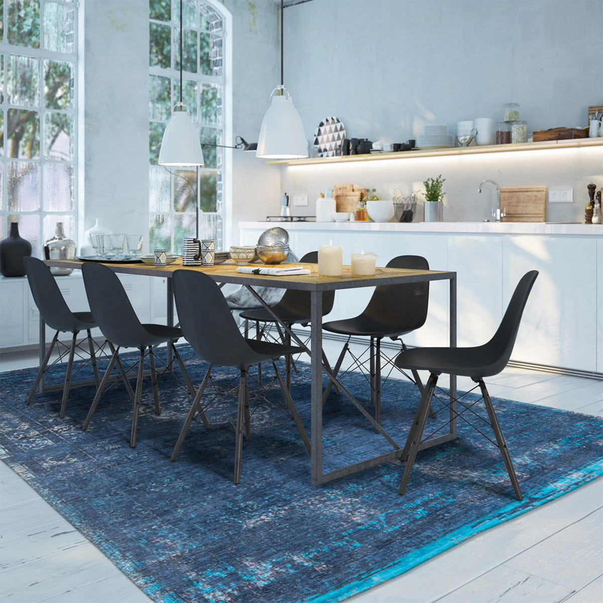 TEPPICH Blue Night Fading World 200/280 cm - Blau, Textil (200/280cm) - Louis De Poortere