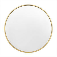 WANDSPIEGEL rund, φ 70cm, Golden - Goldfarben, Glas/Holzwerkstoff (70/70/2cm) - Woltu