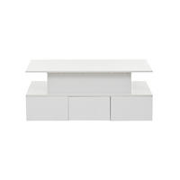 KONFERENČNÍ stolek 100/50/40 cm bílý z MDF s výklopnou deskou LED a 4 zásuvkami - bílá, kompozitní dřevo (100/50/40cm) - OKWISH