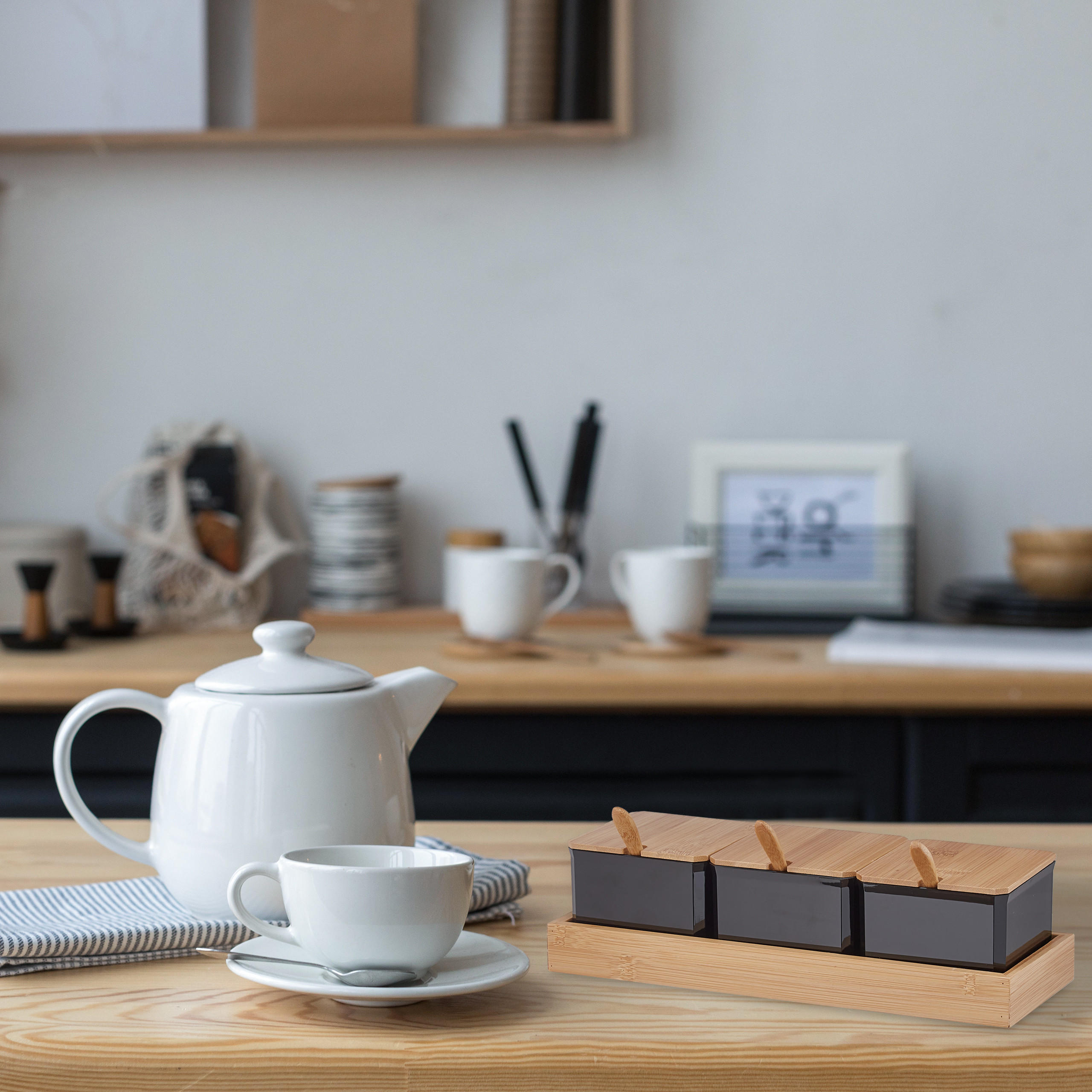 GEWÜRZBEHÄLTER-SET - Multicolor, Holz/Kunststoff (30/11/13cm) - Relaxdays