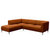 2,5-SITZER ECKSOFA mit Ottomane - Rostfarben/Schwarz, Textil/Metall (252/205cm) - home24