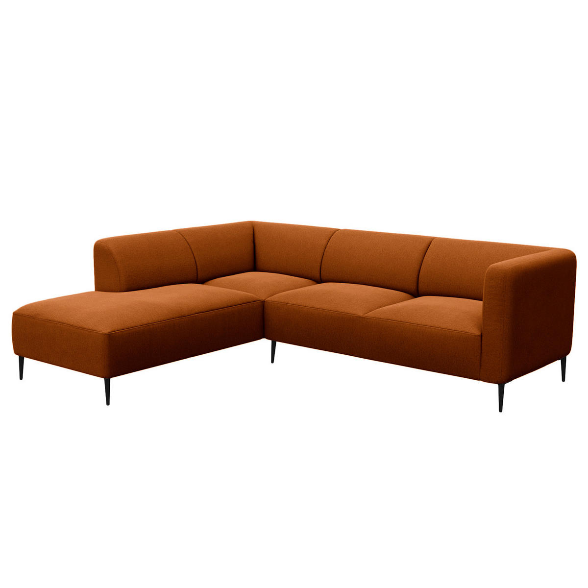 2,5-SITZER ECKSOFA mit Ottomane - Rostfarben/Schwarz, Textil/Metall (252/205cm) - home24