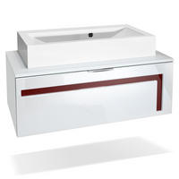 WASCHBECKENUNTERSCHRANK Aloha Absetzungen in Bordeaux Hochglanz - Bordeaux, Holzwerkstoff (96/36/51cm) - Vladon