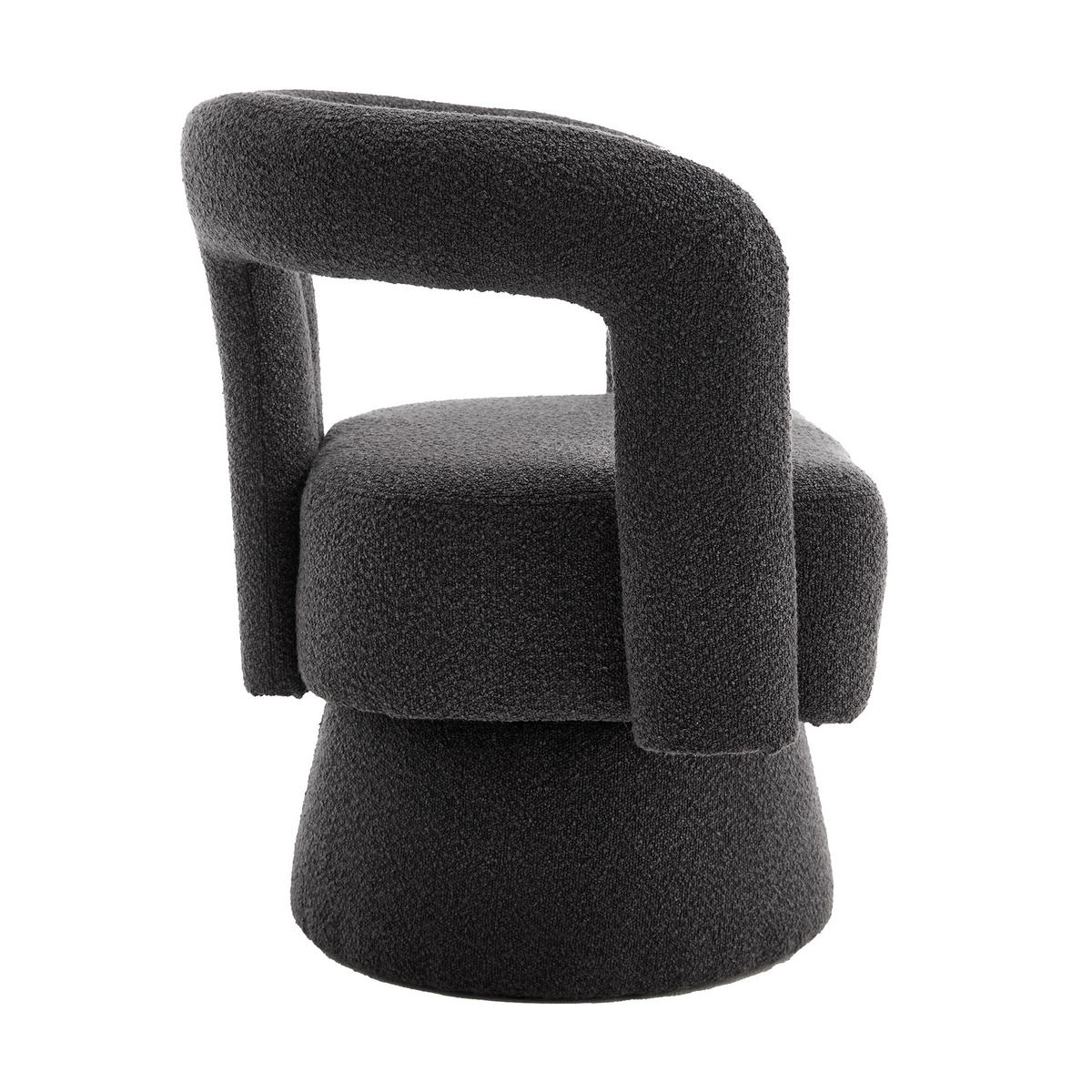DREHSESSEL 360° Boucle Akzentstuhl Polstersessel für Wohnzimmer & Büro - Dunkelgrau, Textil (67/74/55cm) - Urban Meuble