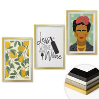 WANDBILDER 3er Set - 40x60 cm Goldrahmen - Zitronenweinporträt von Frida - Goldfarben, Kunststoff (40/60cm) - ArtPrintCave