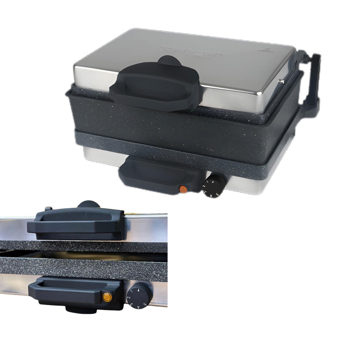 KONTAKTGRILL 3 in 1 Multigrill Granit mit Kasserolle - Grau, Metall (22.8/9/34.8cm)