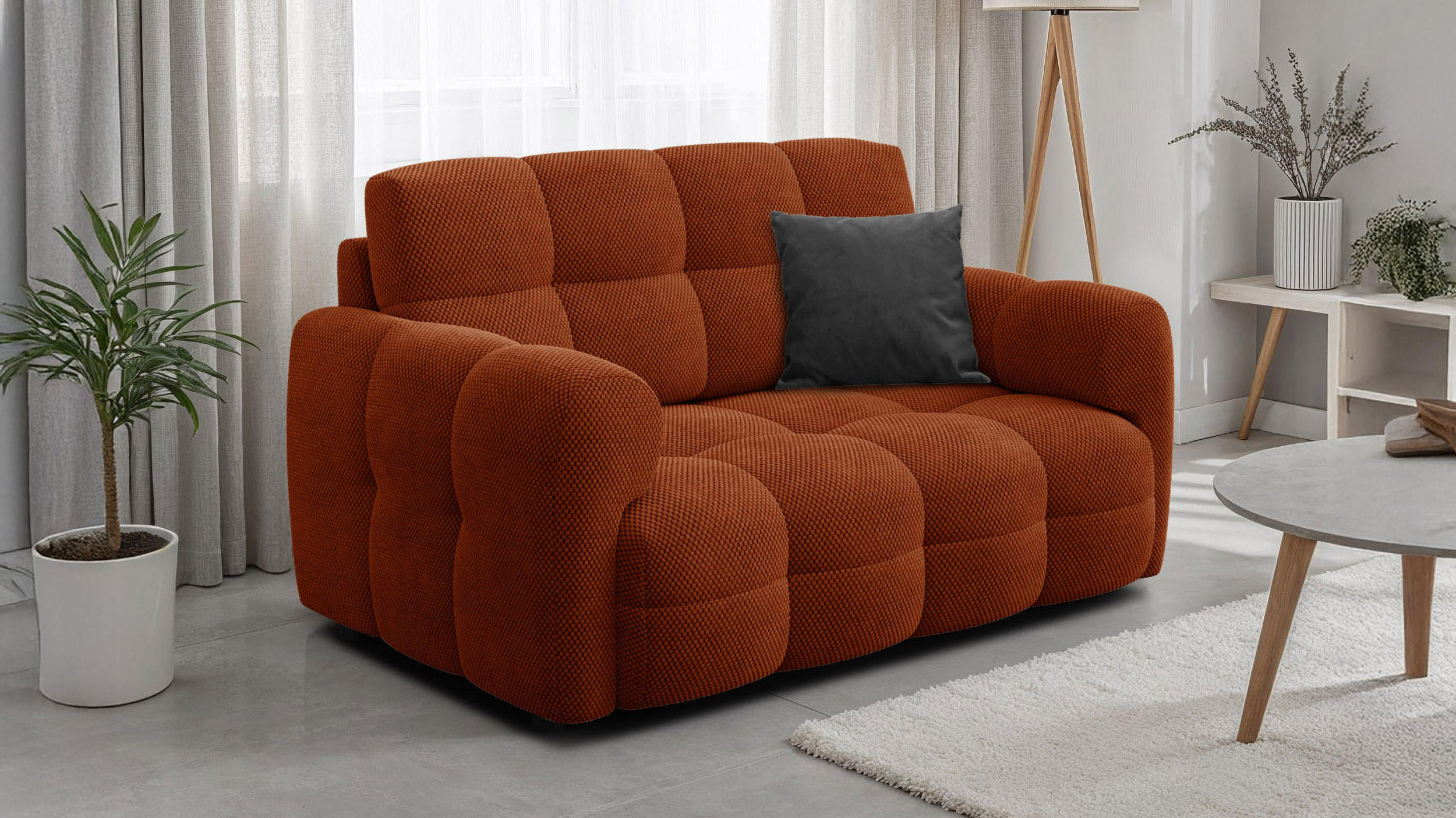 Thumbnail - Courtois Laville Sofa, Dunkelorange, Textil, 2-Sitzer, 153x87x98 cm, Wohnzimmer, Sofas & Couches, Sofas