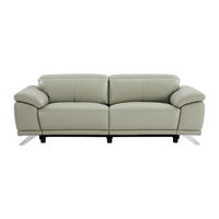 RELAXSOFA - 3 Personen - leder - hellgrau Azidee - Hellgrau, Leder/Kunststoff (220/76/107cm) - Vente-Unique