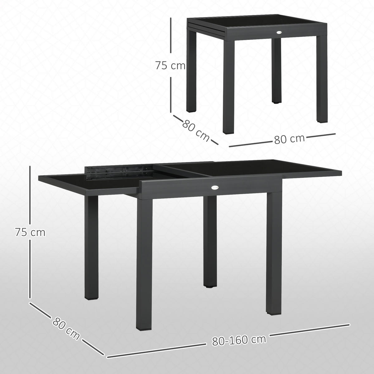 GARTENTISCH,SCHWARZ,1 Stück - Schwarz, Naturmaterialien (160/80/75cm) - GiPP