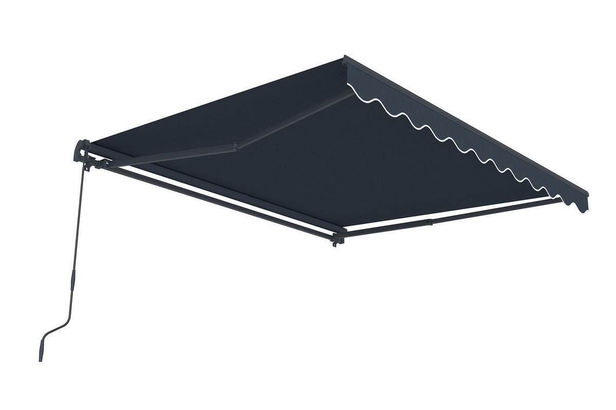 MONOBLOCK-MARKISE VECCHIO Grau 3m x 2,5m - Premium-Leinwand 320g/m² - Grau, Metall (295/270/250cm) - Cazeboo