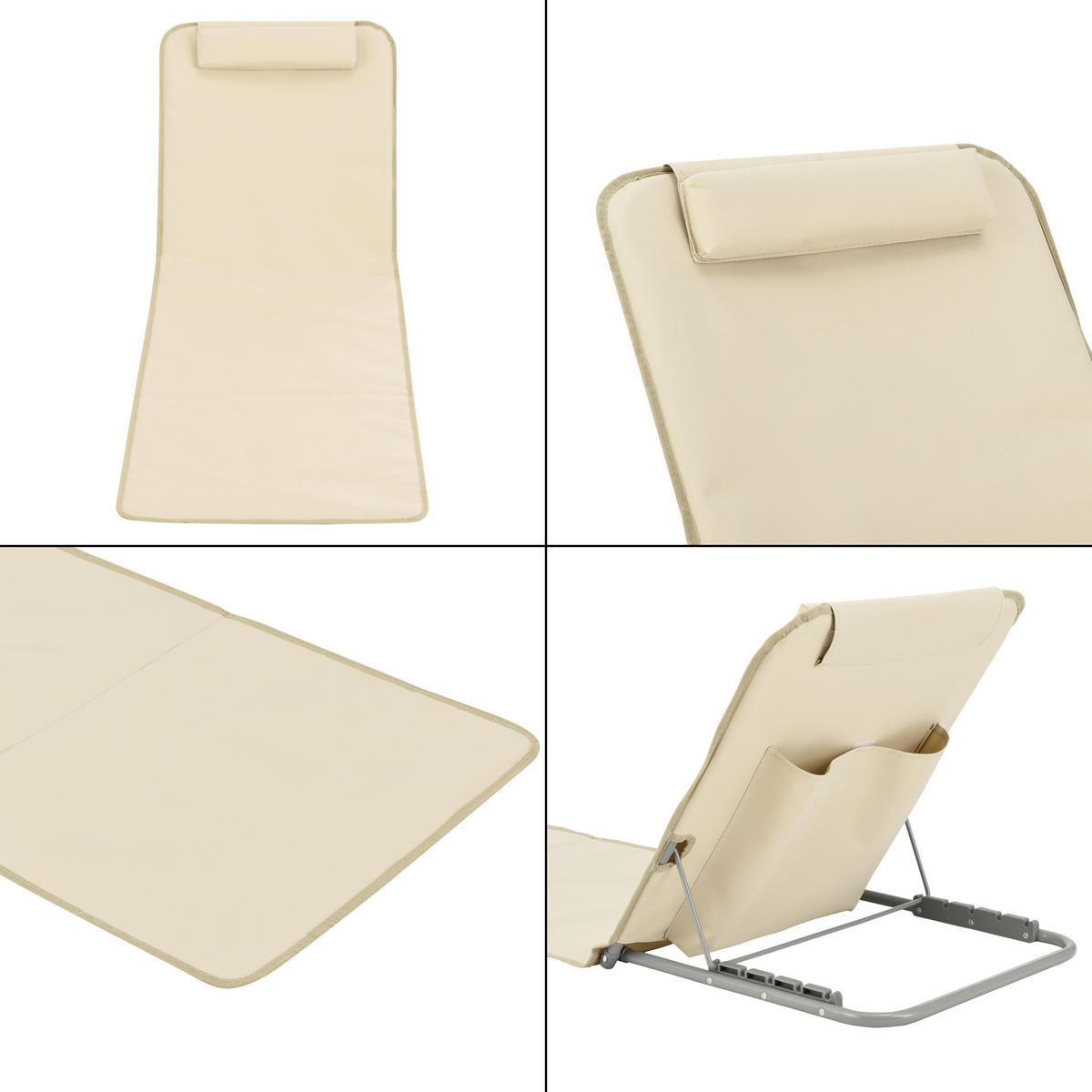 STRANDMATTEN-SET 2 TLG. Donostia - Beige, Textil/Metall (143/44/48cm) - [en.casa]