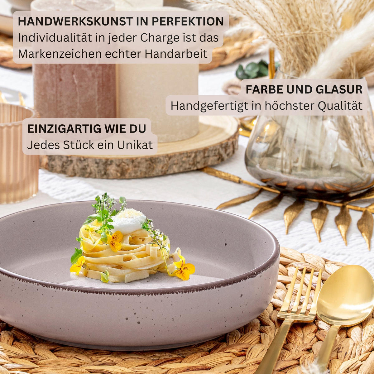 PASTASCHALEN BOMBAY BASALT - 4 teilig aus Steingut - Lila, Stein (20.5cm) - Sänger