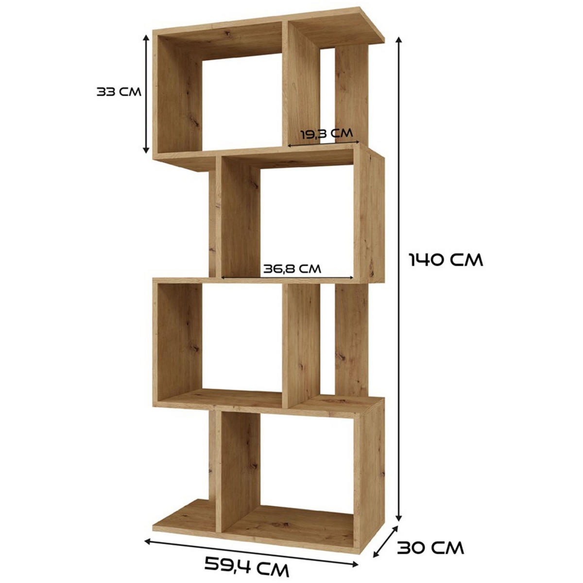 STANDREGAL Fiesta Artisan Eiche 60 cm - Eichefarben, Holzwerkstoff (59.5/140/30cm) - Selsey
