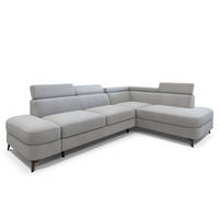 ECKSOFA AVISE MV R-S Hellgrau Velours-Stoff mit Schlaffunktion - Hellgrau, Holzwerkstoff/Textil (268/195cm) - MASSENO