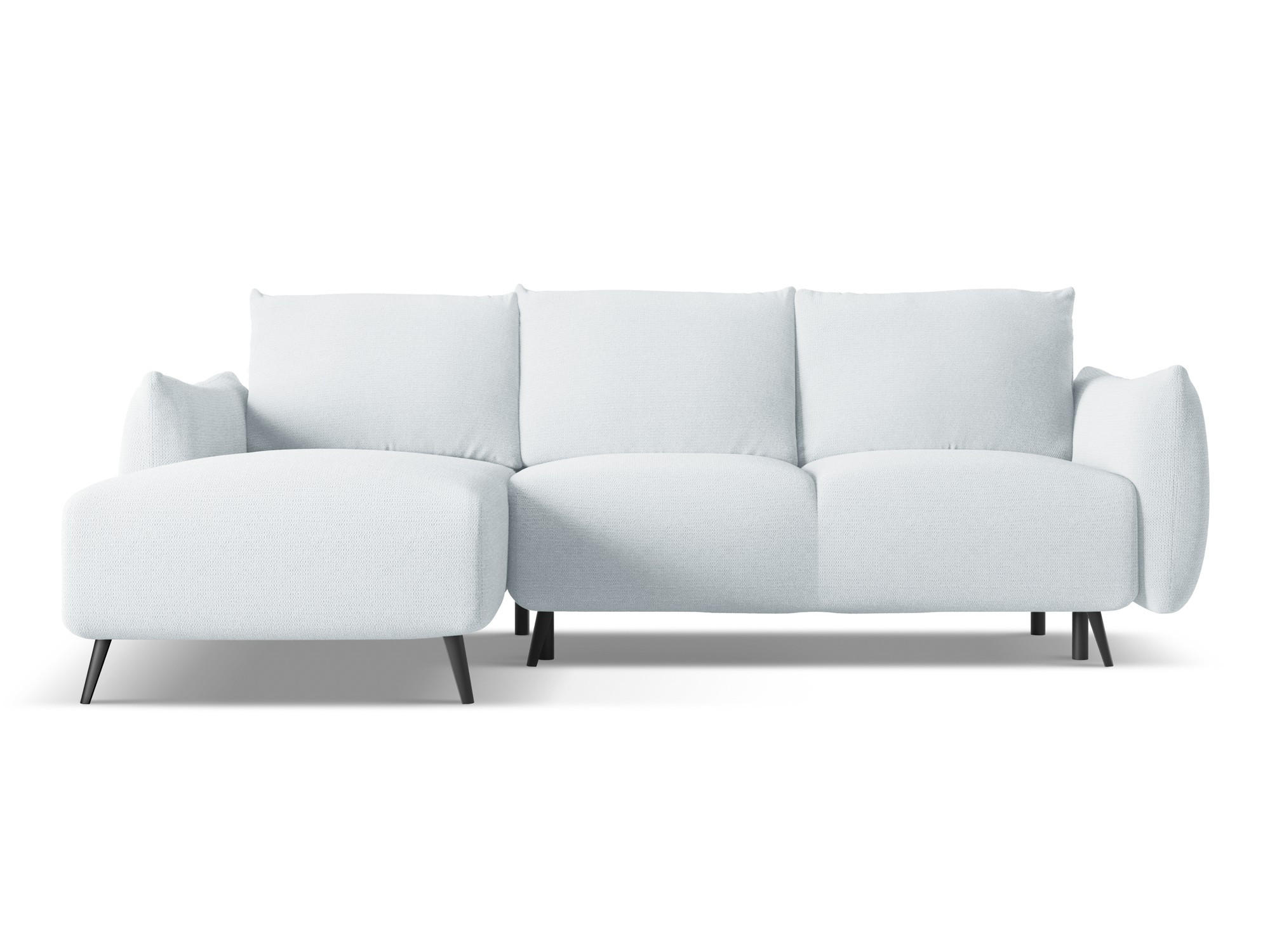 ECKSOFA mit Schlaffunktion Chenille Stoff Blau - Blau/Schwarz, Textil/Metall (162/242cm) - Makamii