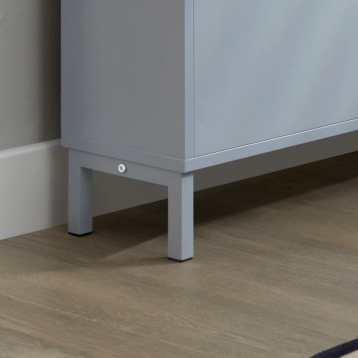 FSR100 Schuhkipper 4 Klappen Schuhschrank schmal Schuhkommode Schuhablage Hellgrau - Hellgrau, Holzwerkstoff/Metall (100/90/19cm)