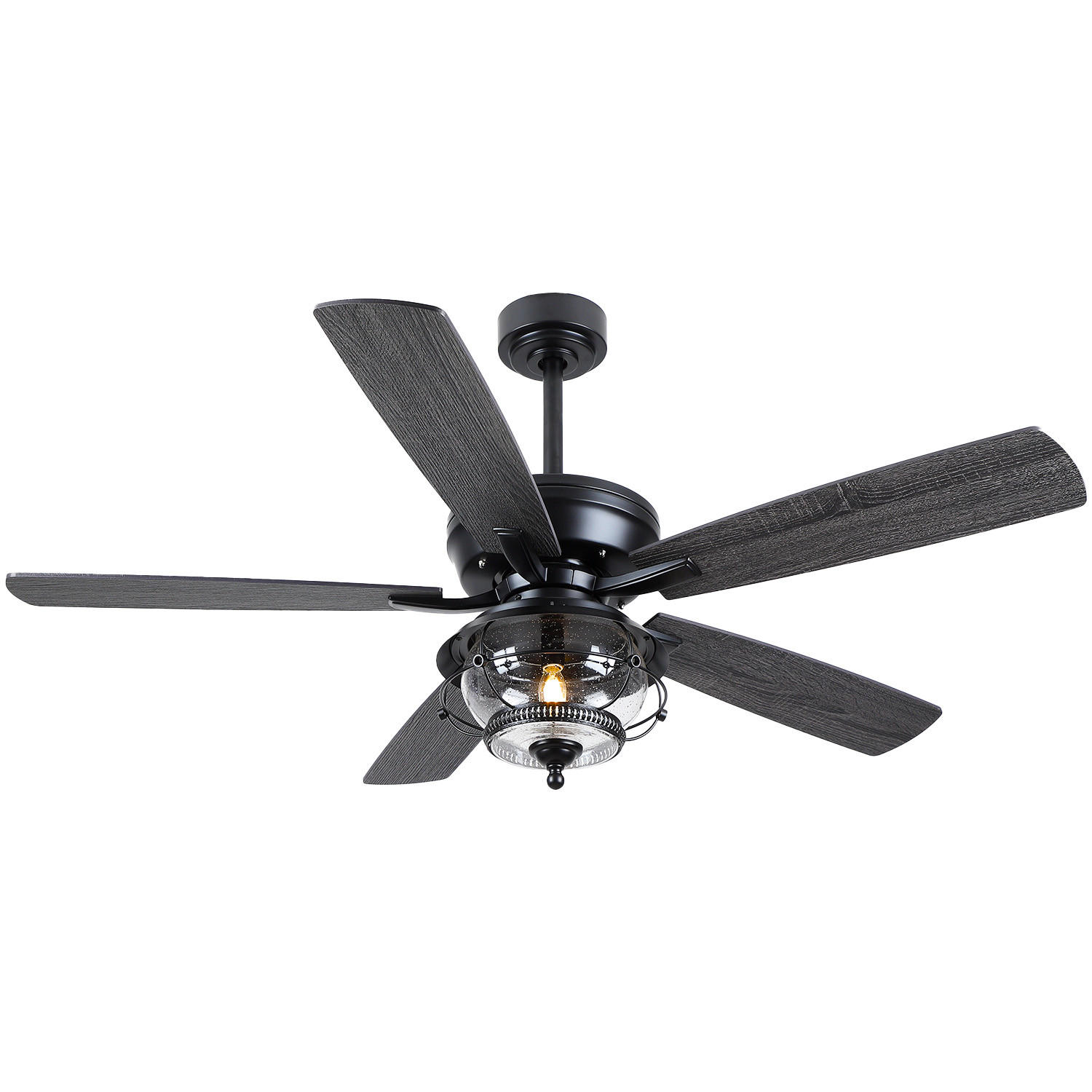 DECKENVENTILATOR für geschützte Außenbereiche Schwarz 132 cm mit LED und leisem DC-Motor 5012 - Schwarz, Metall (132/132/53cm) - Surtime