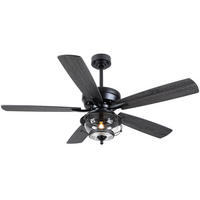 DECKENVENTILATOR für geschützte Außenbereiche Schwarz 132 cm mit LED und leisem DC-Motor 5012 - Schwarz, Metall (132/132/53cm) - Surtime