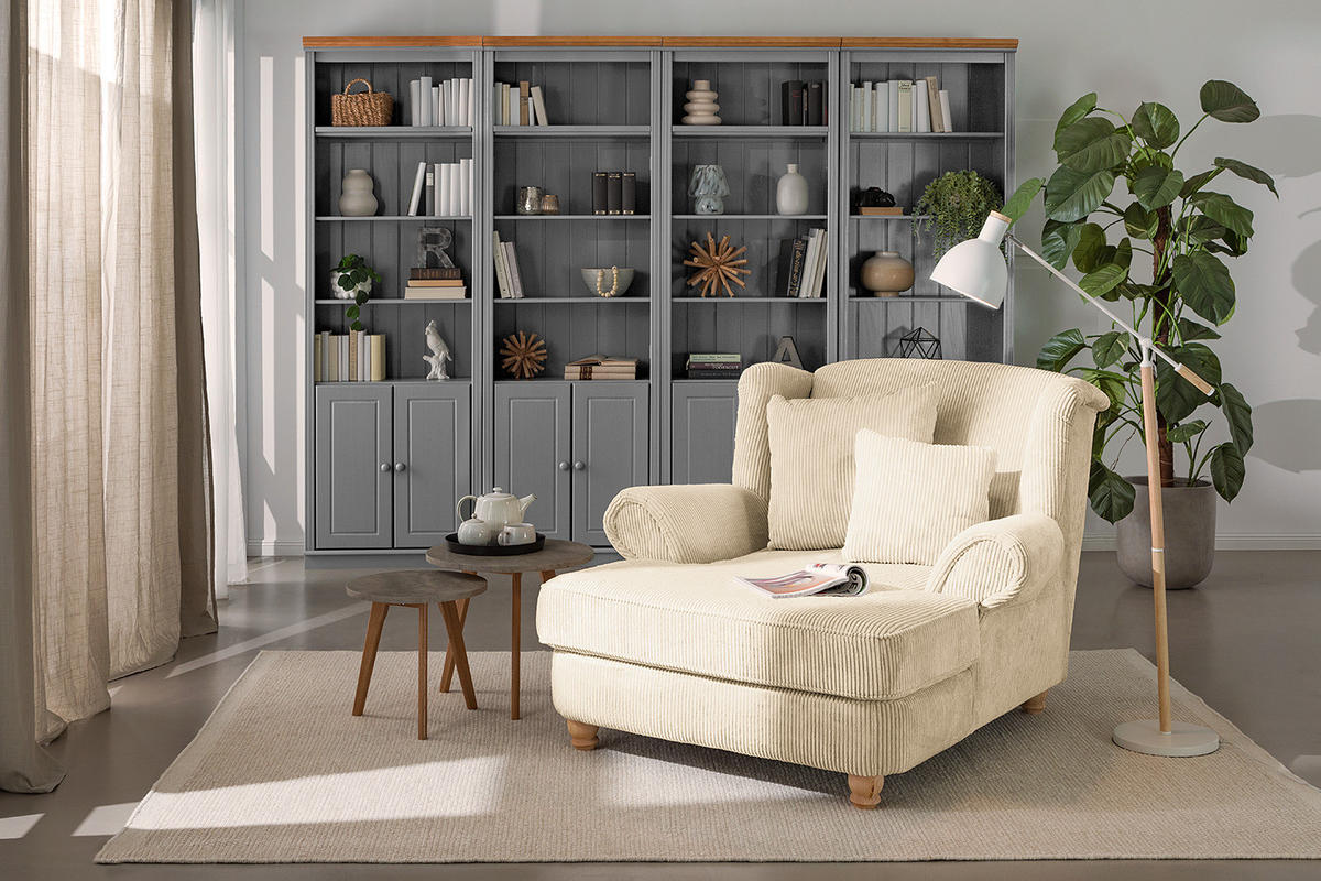 XXL SESSEL - Cord - Creme, Holz/Textil (135/100/128cm) - home24