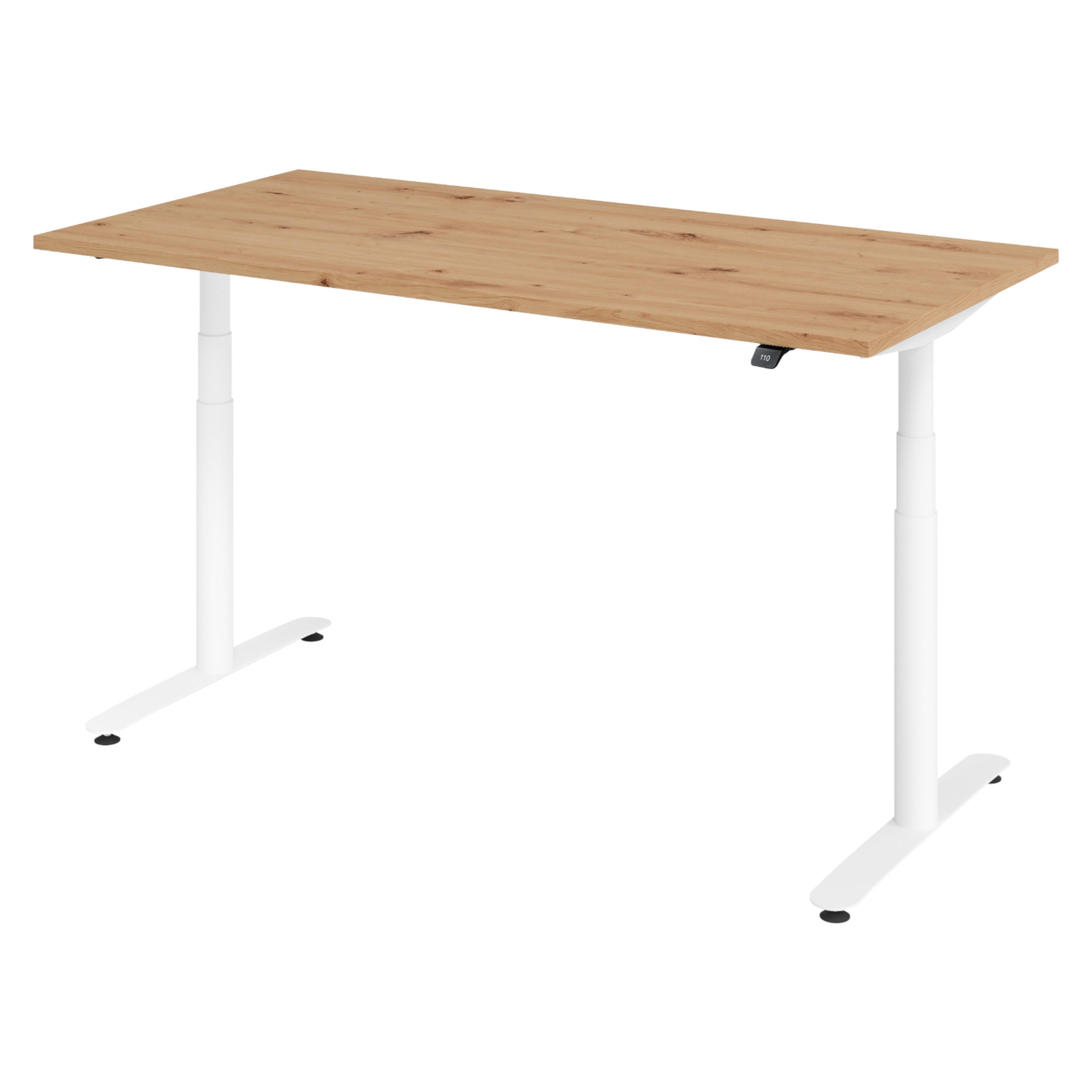 SCHREIBTISCH elektrisch Bluetooth & App XDLR 160/80/72 cm in Wildeiche/Weiß - Wildeiche/Weiß, Holzwerkstoff (160/80/72cm) - bümö