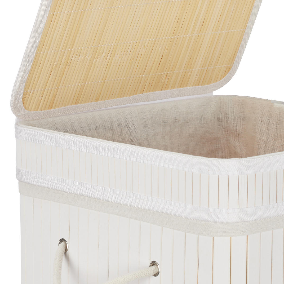 WÄSCHEKORB - Weiß, Holz/Textil (36/63/36cm) - Relaxdays