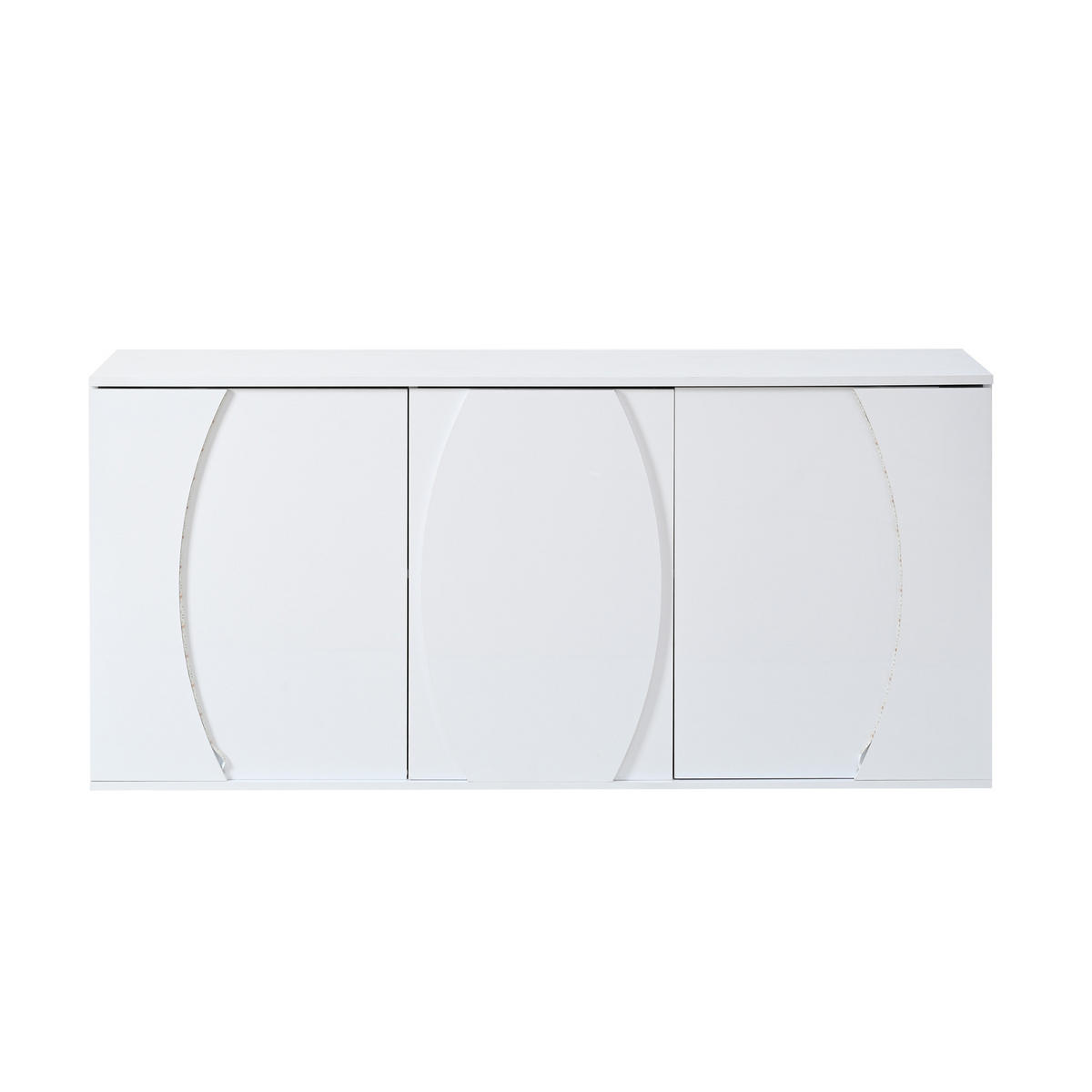 SIDEBOARD aus Spanplatte 150x40x70 cm Weiß mit LED-Beleuchtung, 3 Türen und verstellbaren Einlegeböden - Weiß, Holzwerkstoff (150/70/40cm) - Modfu