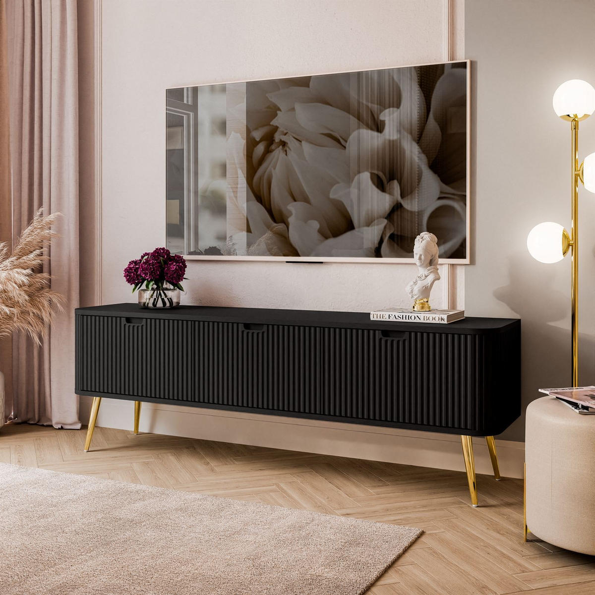 TV Element ZAIRA RTV168 Schwarz - Schwarz, Holzwerkstoff (168/57/39cm) - Lookway