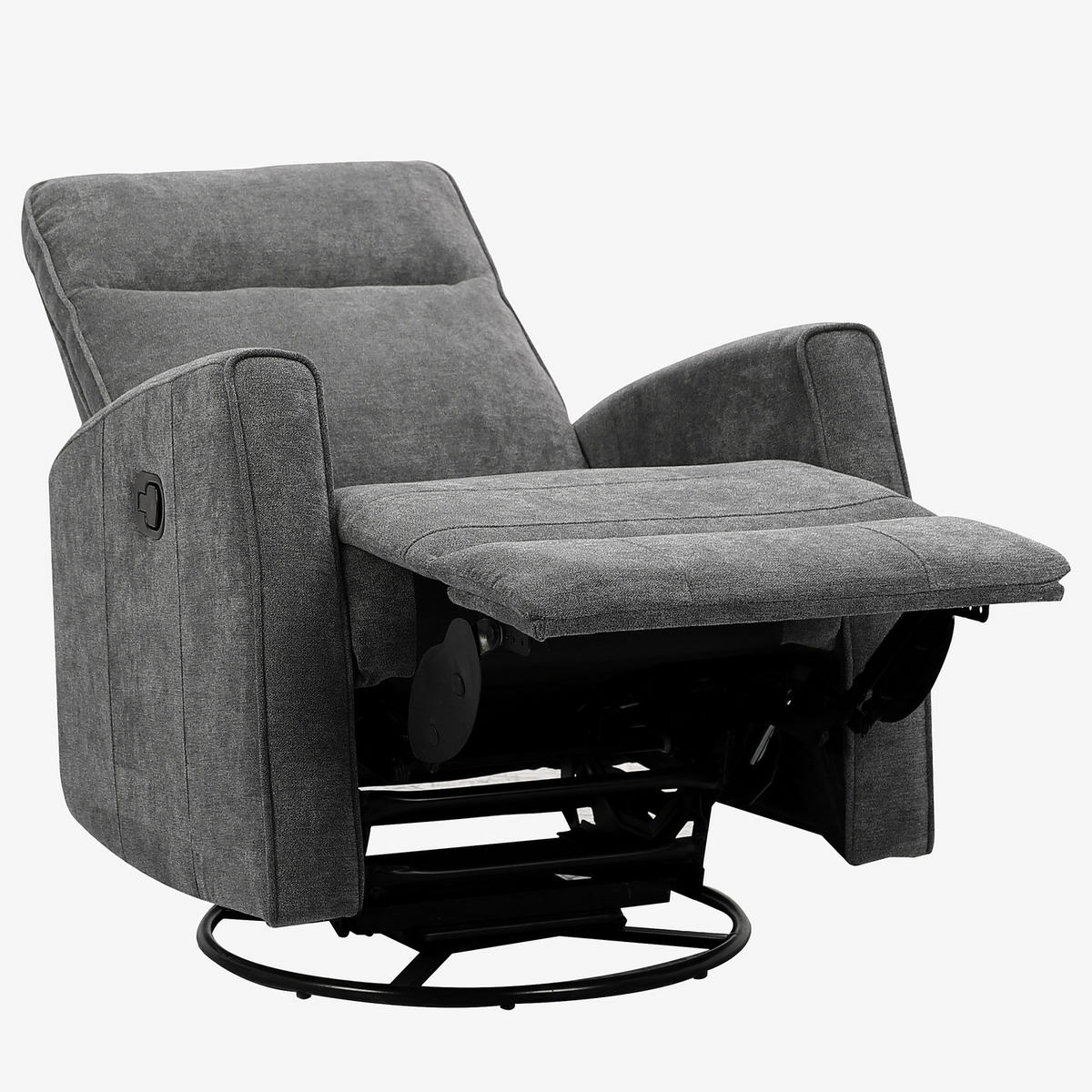 FERNSEHSESSEL - Dunkelgrau/Schwarz, Kunststoff/Textil (76/106/96cm) - home24