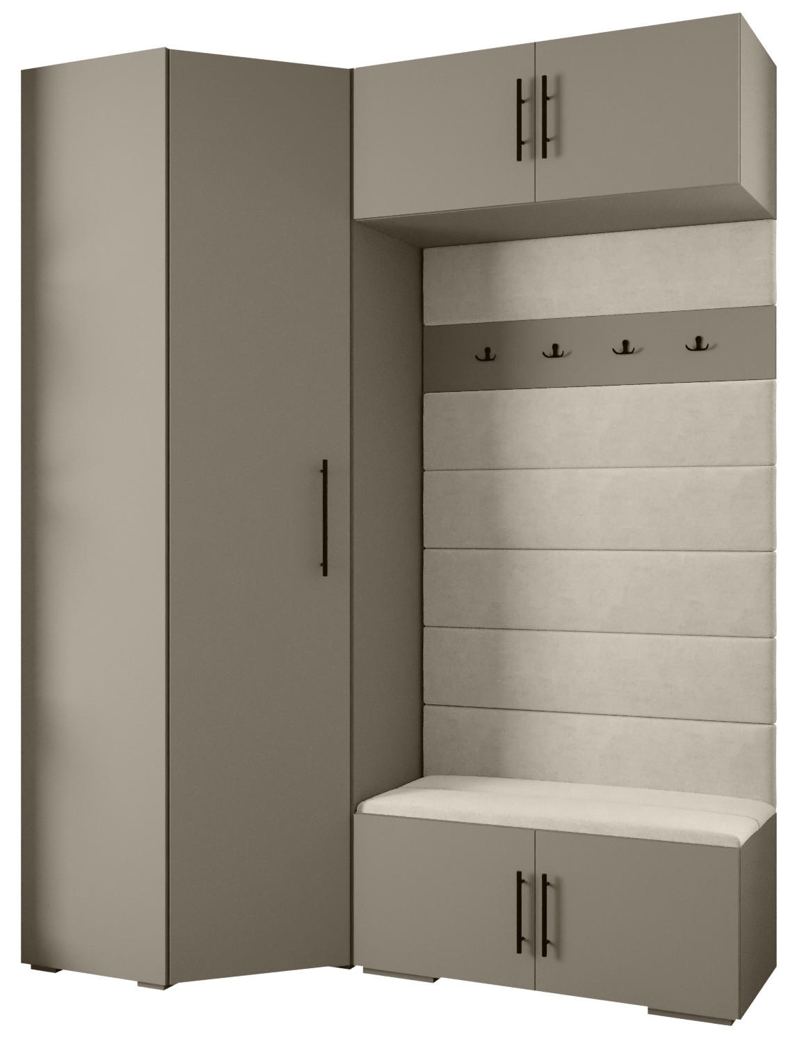 Abiks Möbel Garderoben-Set Kaschmir, Beige, Schwarz 181.7x236.7x47 cm