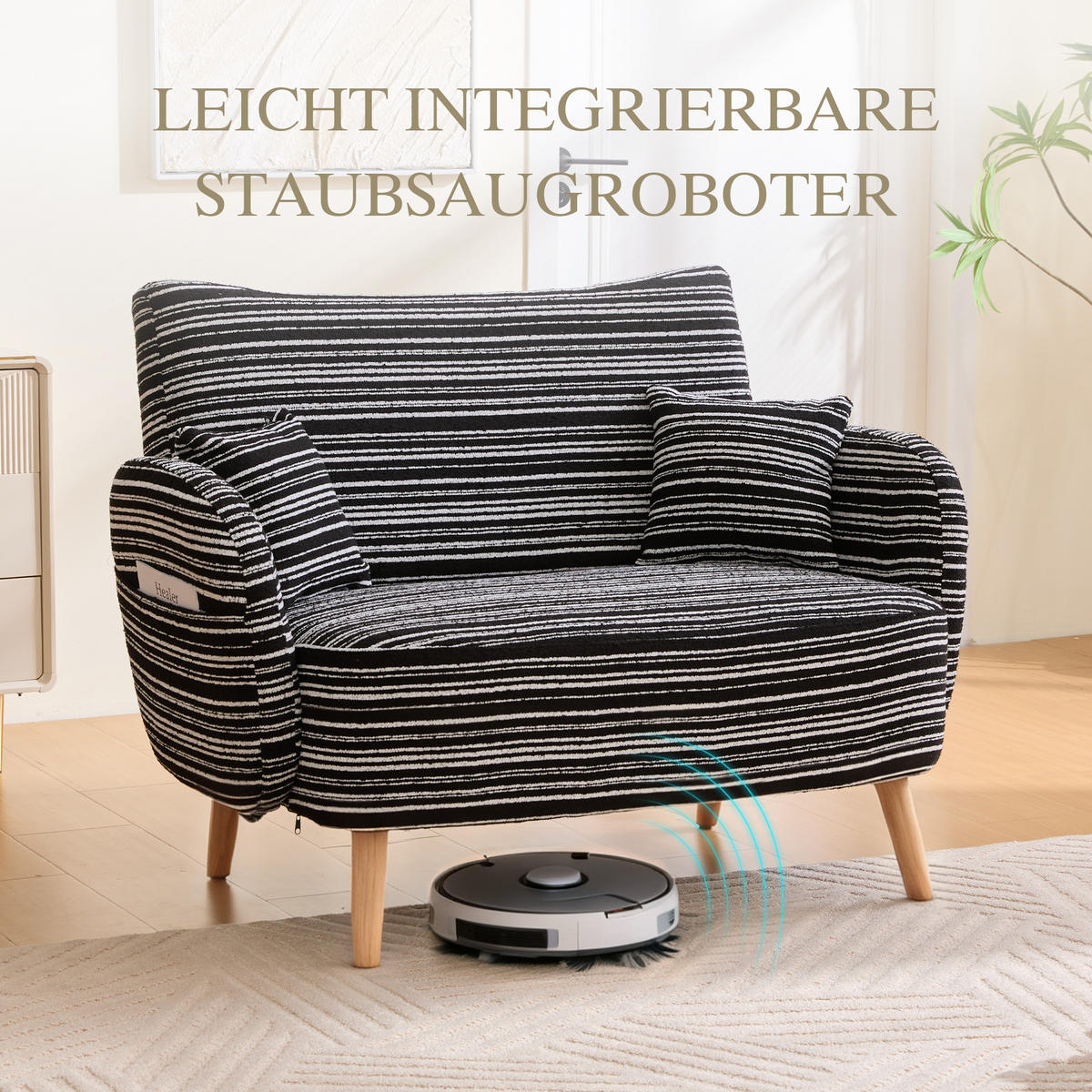 2-SITZER SOFA boucle schwarz kompakt 121cm - Schwarz, Textil (121/87/81.5cm) - Urban Meuble