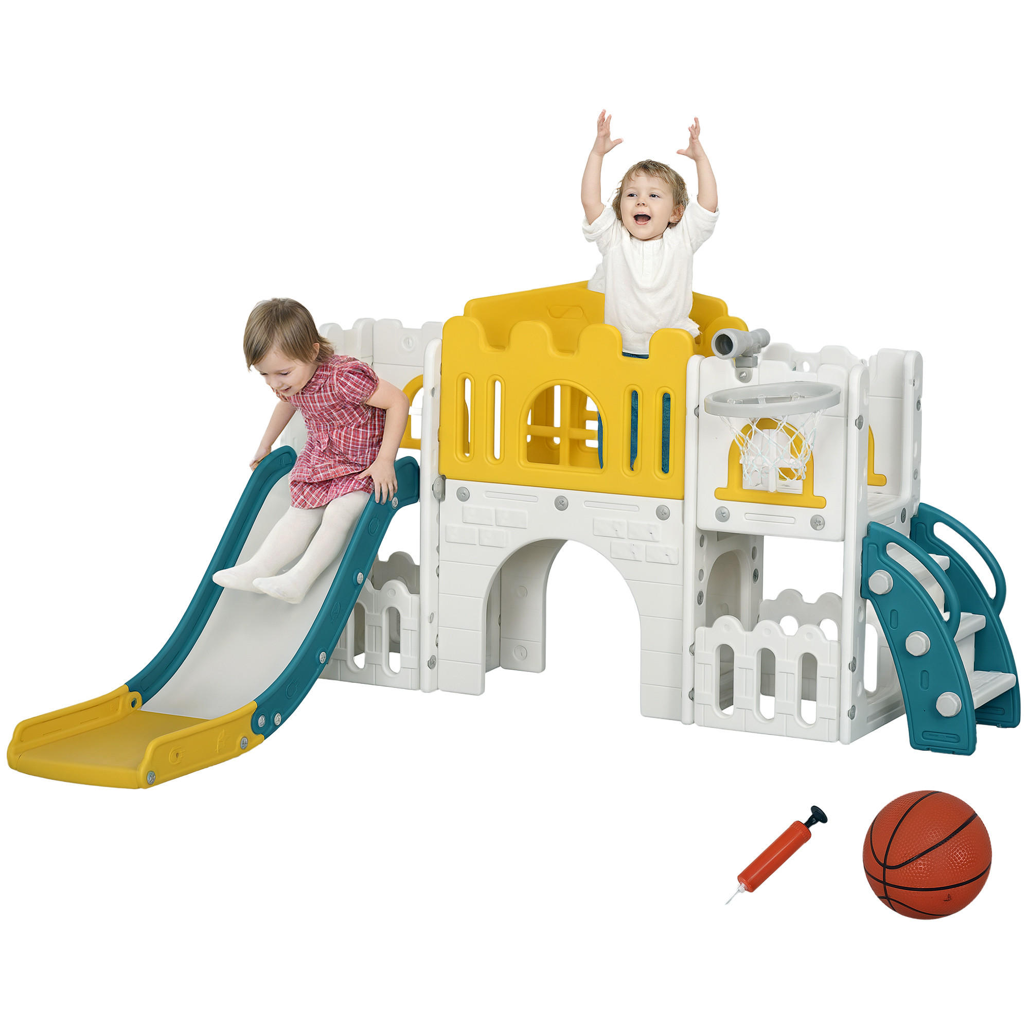 KINDERRUTSCHE DE-09326 Gelb/Weiß/Grün - Gelb, Kunststoff (177/99/178cm) - ComfortXL