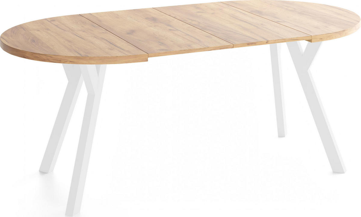 ESSTISCH Vero Weiß rund ausziehbar verlängerbar, Eiche Braun 100-200/100/77 cm - Eiche Wotan/Braun, Holz/Holzwerkstoff (100/200/76.5cm) - WFL GROUP
