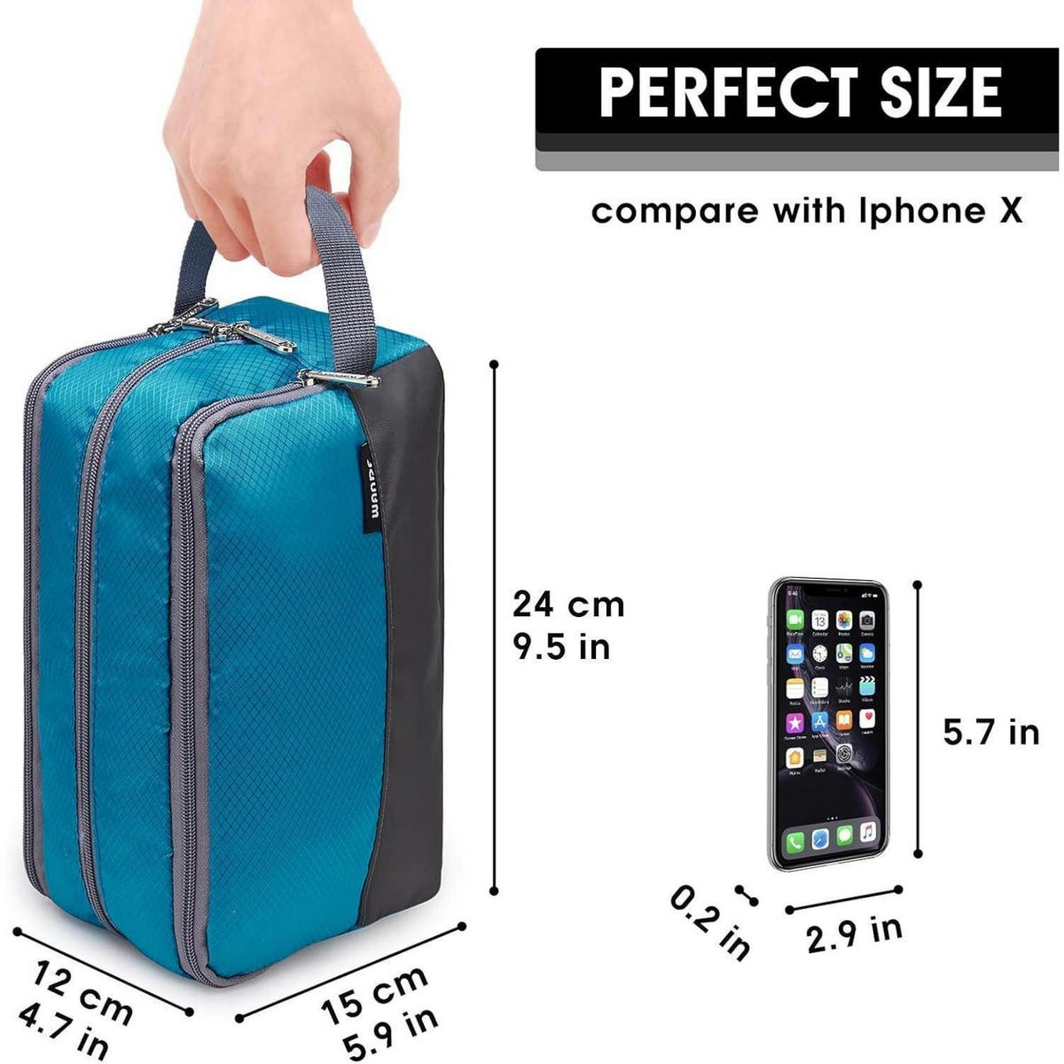 KULTURBEUTEL für Herren und Damen, Reise Toilettenorganizer - Türkis, Textil (5/2/5cm)