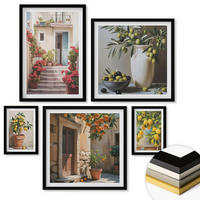 WANDBILDER 5er-Set - 50x50 cm & 20x30 cm & 40x60 cm Schwarzer Rahmen - Italienische Zitrus-Modeplakate - Schwarz, Kunststoff (40/60cm) - ArtPrintCave