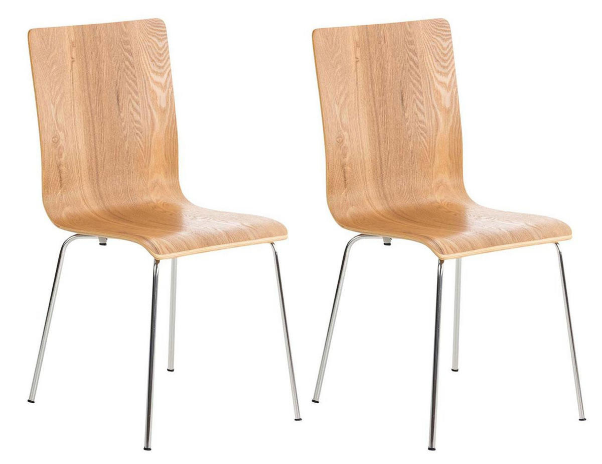 BESUCHERSTUHL 2er Set Holz eiche - Eichefarben, Holz/Metall (43/87/47cm) - CLP