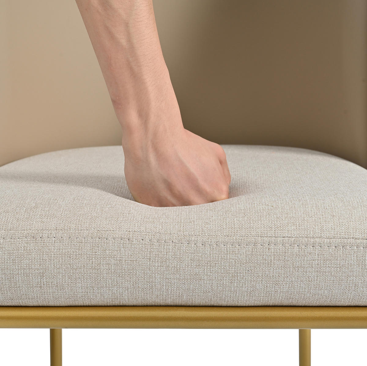 STUHL mit verstellbaren Füßen Holz Metall Beige - Beige, Metall (55/85/55.1cm) - Meubliv