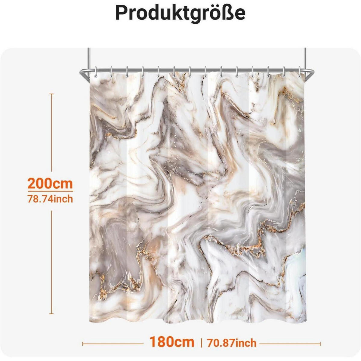 DUSCHVORHANG Marmoroptik 180 x 200 cm Textil Wasserabweisend Waschbar - Multicolor, Textil (180/200cm)