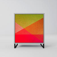 SIDEBOARD VIVID GEOMETRY, Grau, 57,5x42x67,5 cm, Schwarze Metall-Rahmenfüße - Multicolor/Schwarz, Holzwerkstoff/Metall (57.5/67.5/42cm) - SpaceRebels