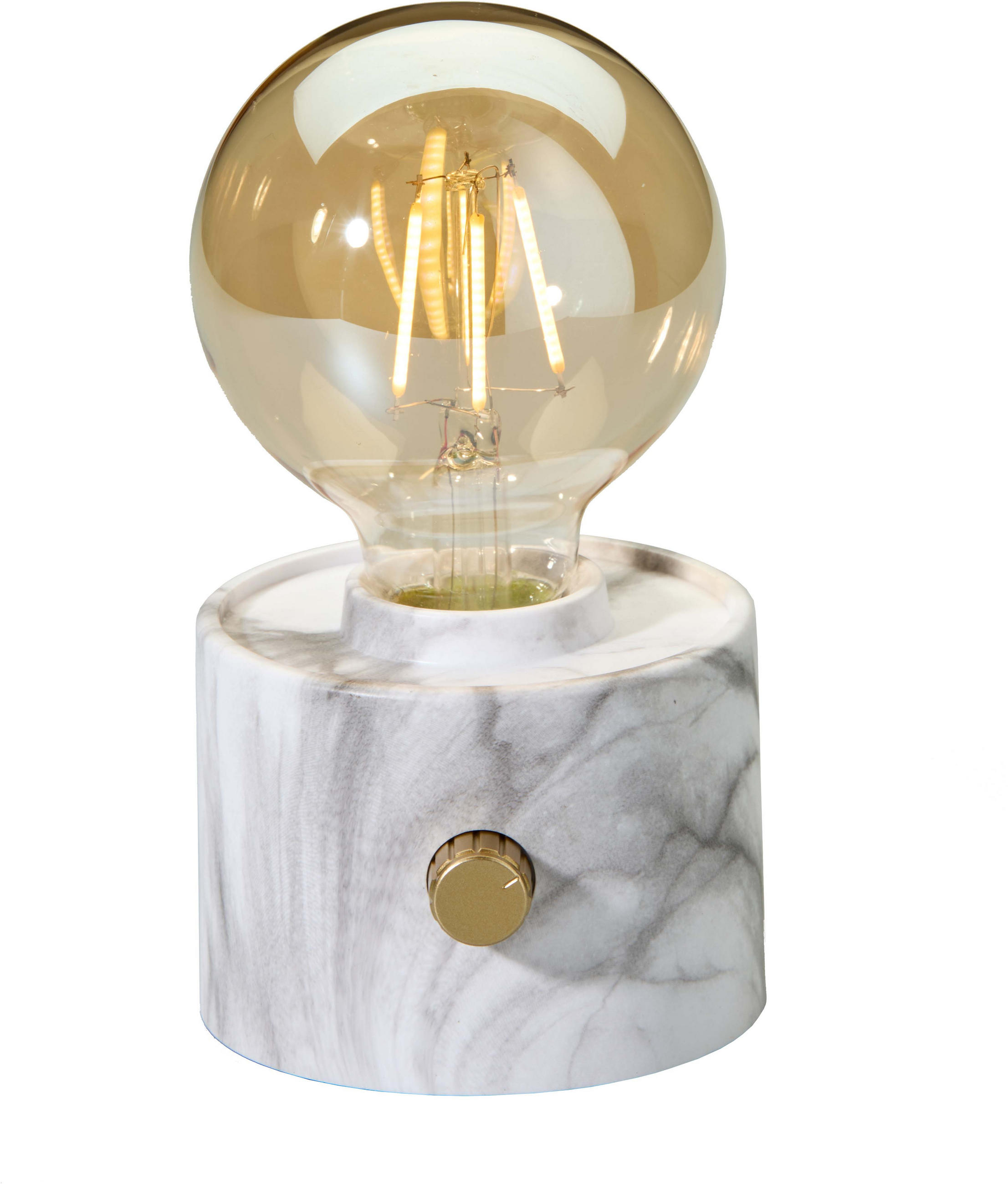 LED-TISCHLAMPE Vintage Edison dimmbar 10x9x16cm Marmor - Weiß Hochglanz, Kunststoff (10/8.7/16cm) - Northpoint