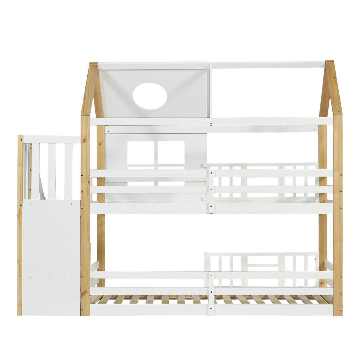 ETAGENBETT 90/200 cm Weiß, Natur - Ahornfarben/Weiß, Holz/Holzwerkstoff - Raumix