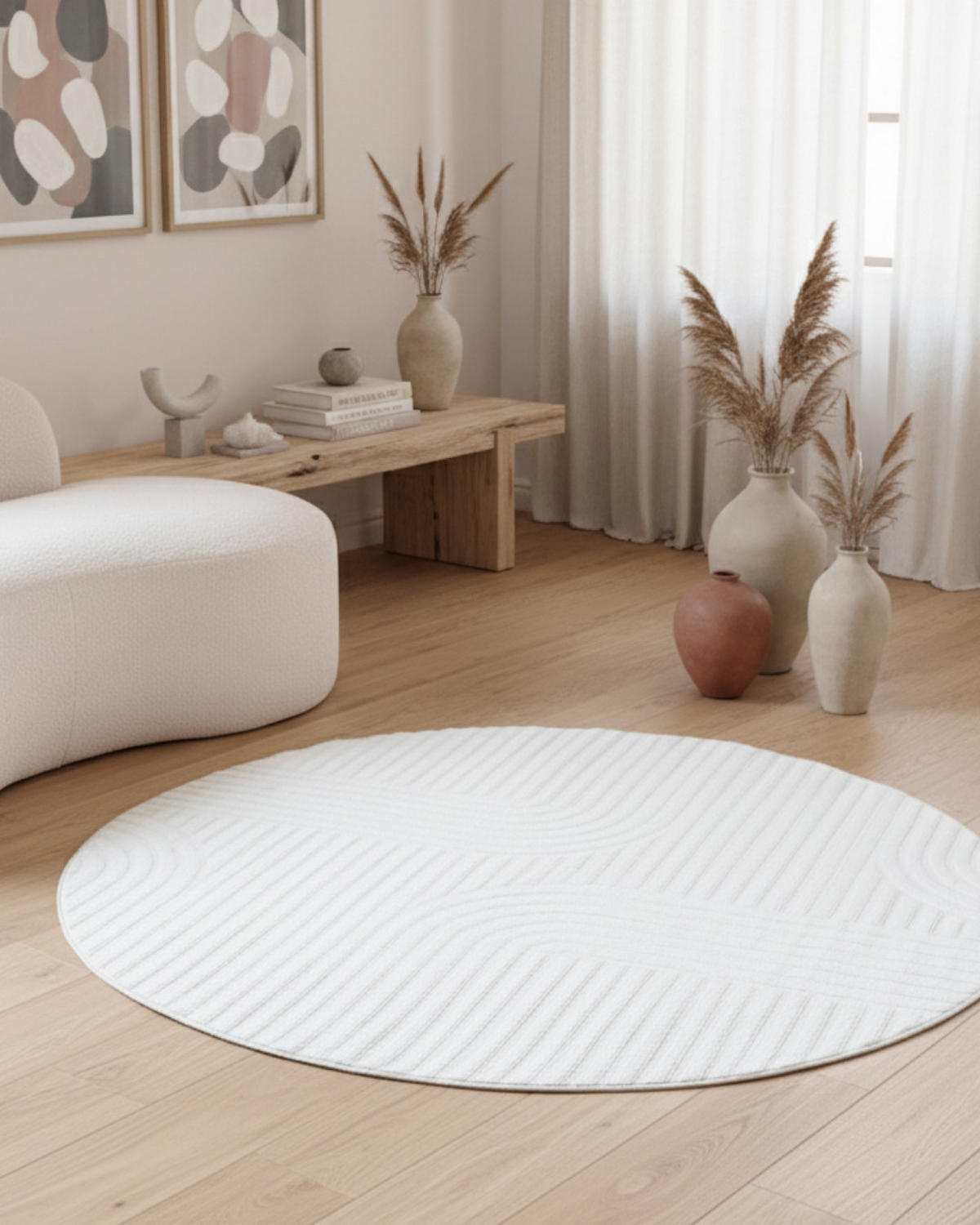 TEPPICH HYGGE Creme, rund 200/200 cm - Creme, Textil (200/200cm) - Tapiso