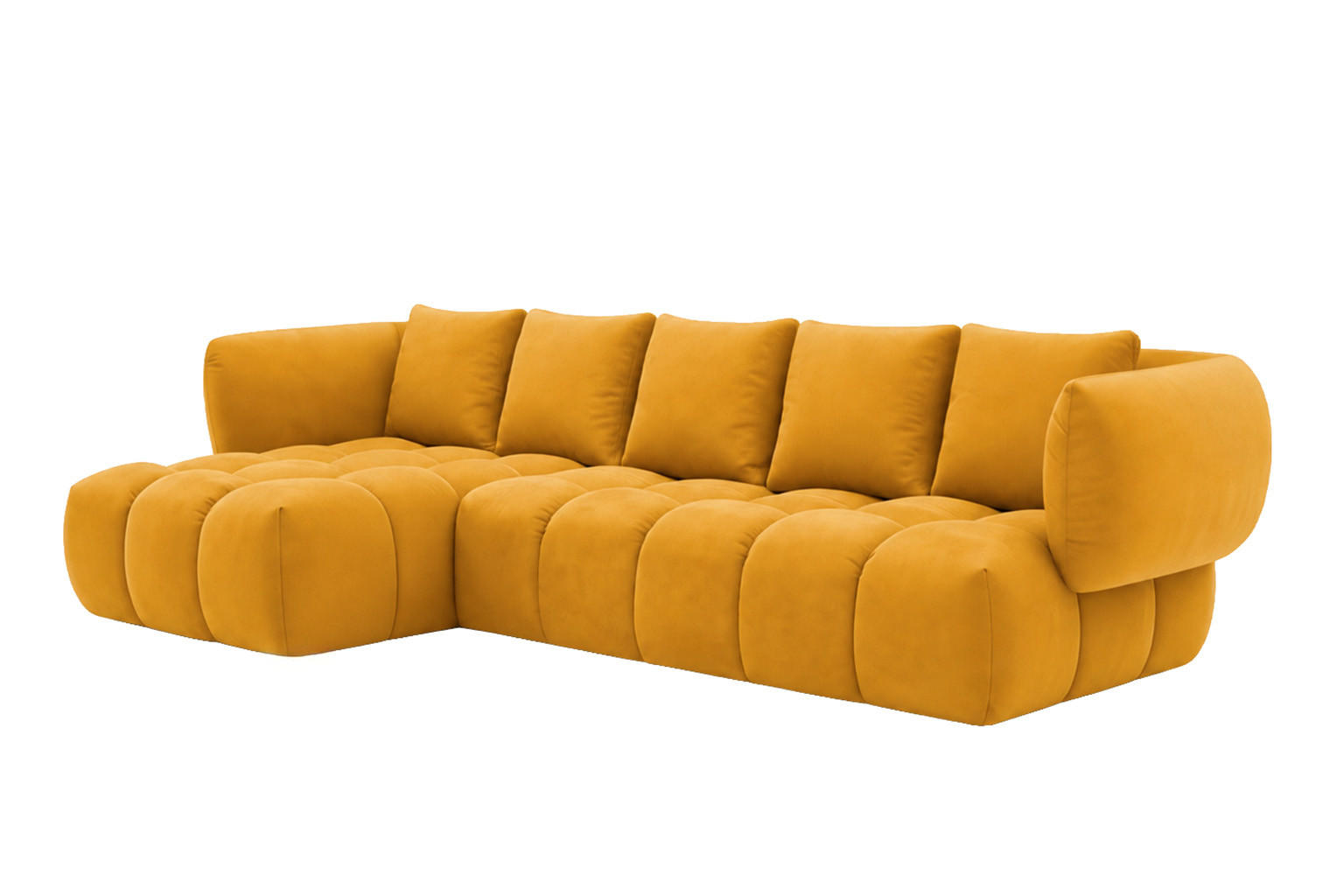 ECKSOFA L-Form, Veloursstoff Bluvel, Golden, Links, SEVIO L - Goldfarben, Holz (242/175cm) - Kaiser Möbel