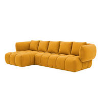 ECKSOFA L-Form, Veloursstoff Bluvel, Golden, Links, SEVIO L - Goldfarben, Holz (242/175cm) - Kaiser Möbel